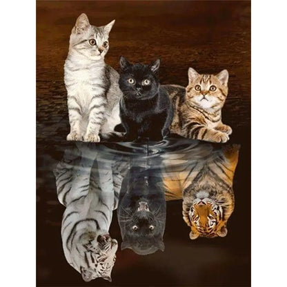 Diamond Painting Kit - DIY 5D Tiger Cat Art (11.8x15.7in)
