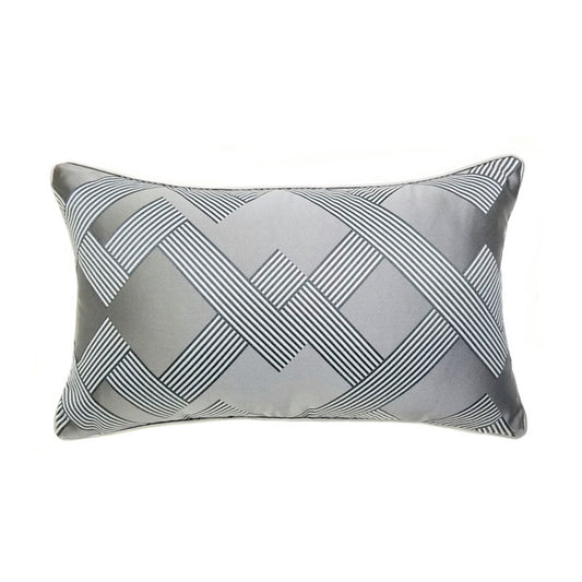 Classic Dark Gray Geometric Jacquard Cushion
