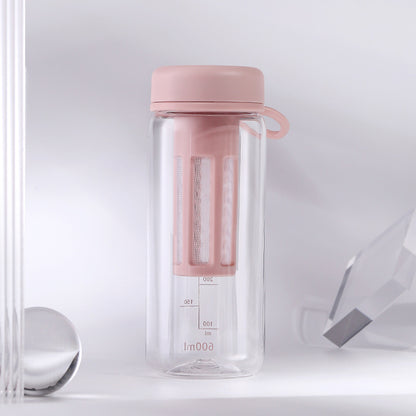 Portable Fitness Water Bottle with Tea Partition Space