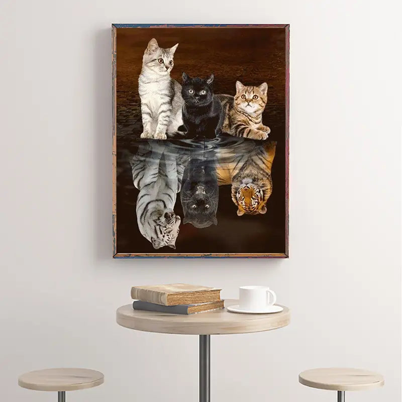 Diamond Painting Kit - DIY 5D Tiger Cat Art (11.8x15.7in)