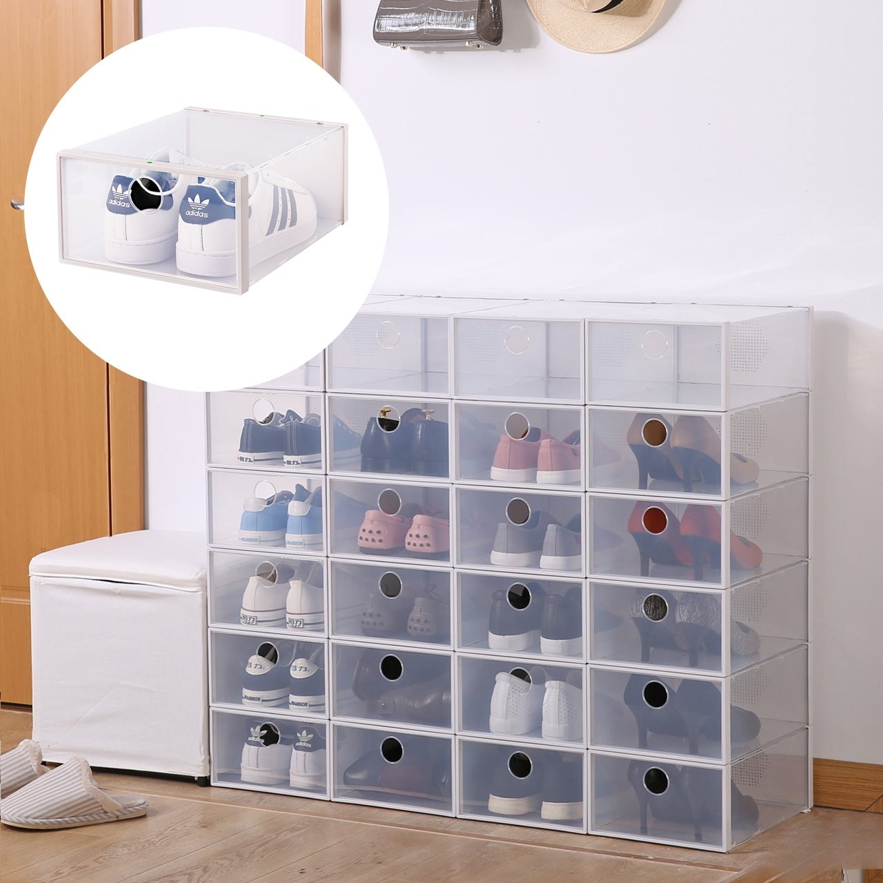 Dustproof Shoe Cabinet with Thick Transparent Drawers